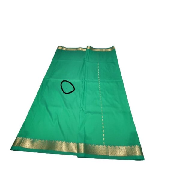 Green Saree with a Gold Border and Gold Accents- Unstitched- NEW - Picture 11 of 14